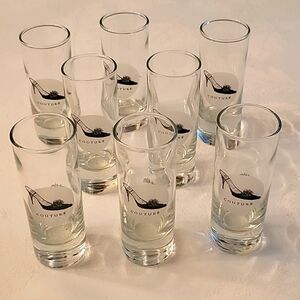 RARE Shoe Couture Clear Shot Glasses Set of 8!